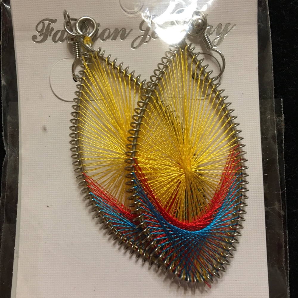 Woven silk earrings, new never worn, length 2.5 inches